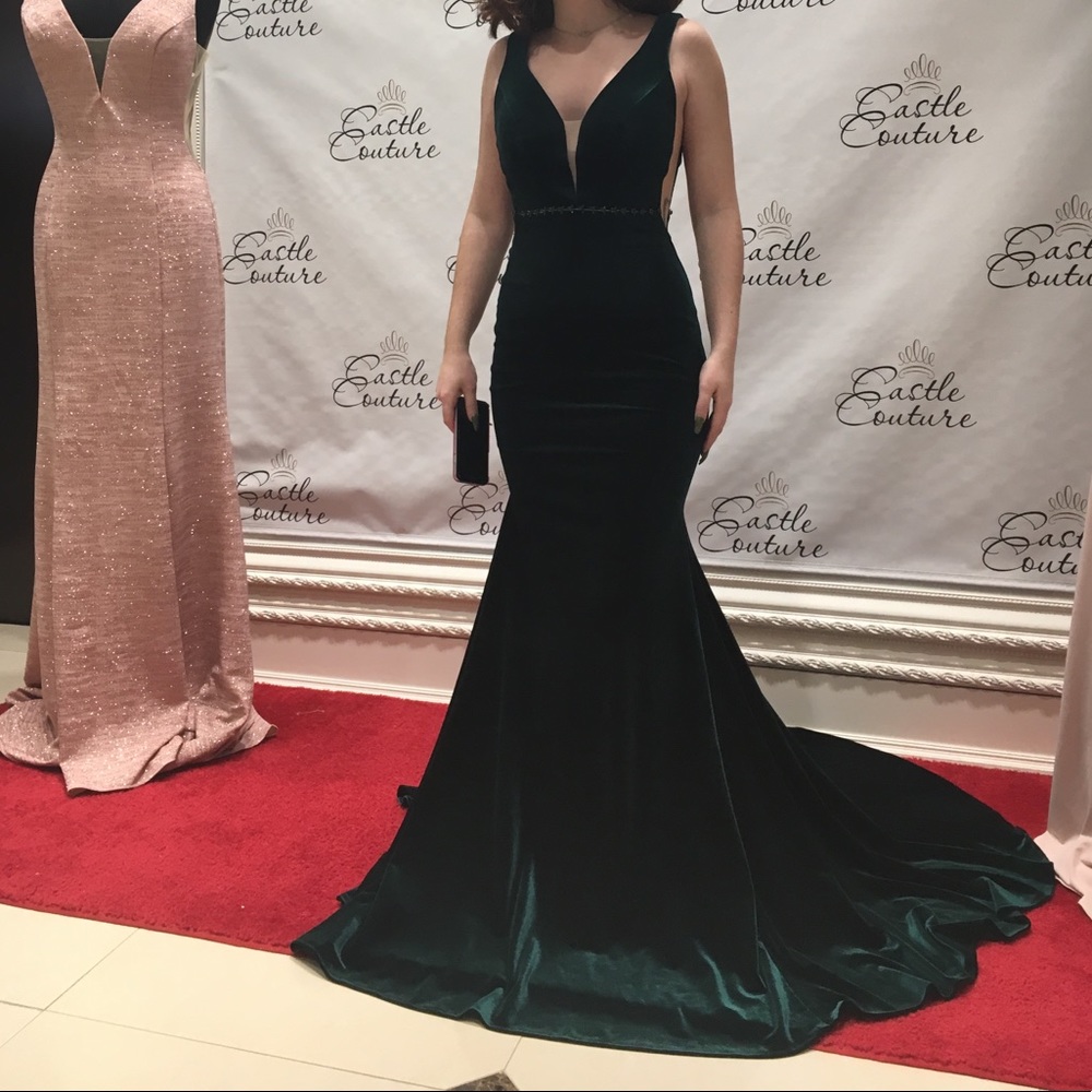 Emerald Green Velvet Dress